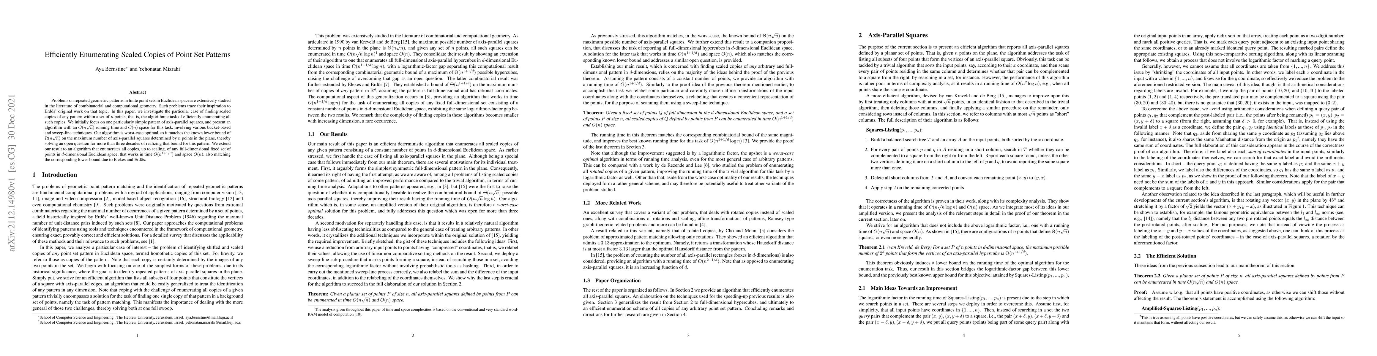 Thumbnail for Efficiently Enumerating Scaled Copies of Point Set Patterns