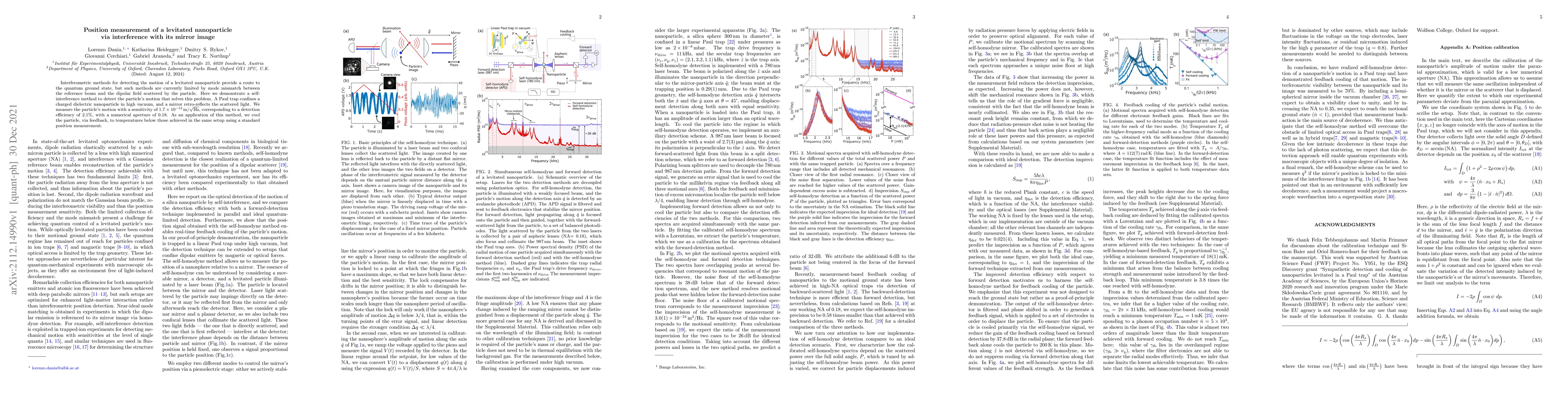 Thumbnail for Position measurement of a levitated nanoparticle via interference with
  its mirror image