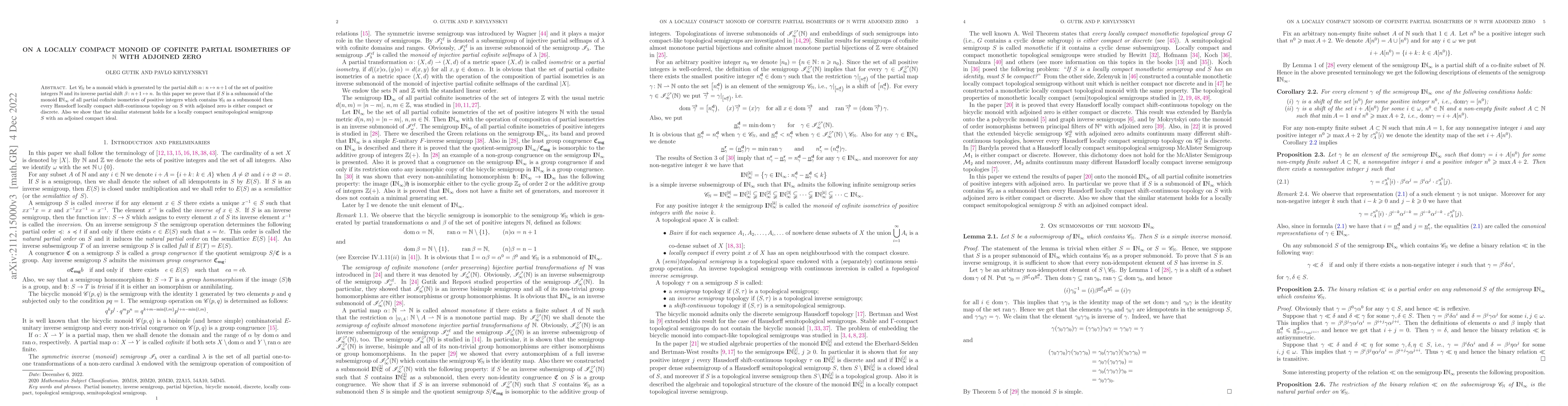Thumbnail for On a locally compact monoid of cofinite partial isometries of
  $\mathbb{N}$ with adjoined zero