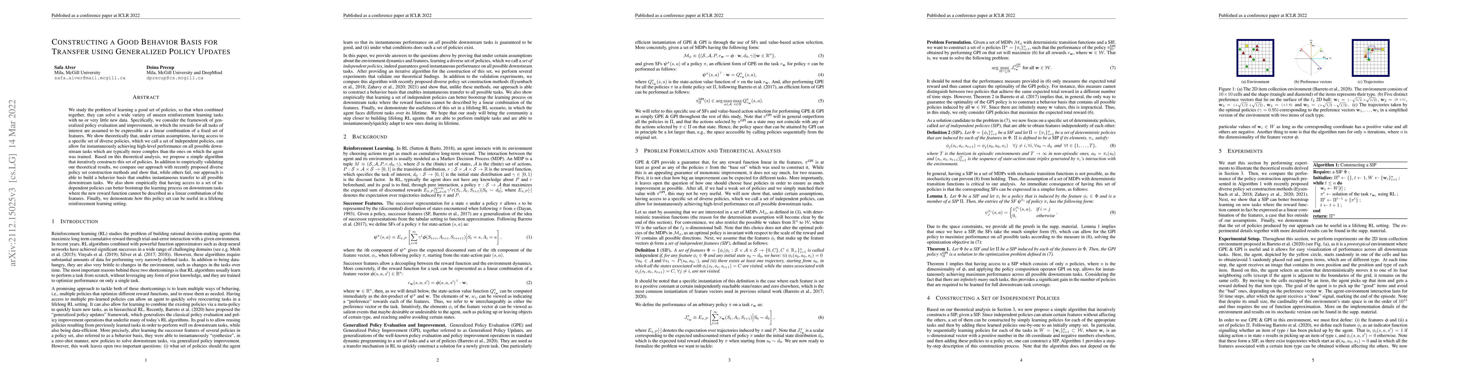 Thumbnail for Constructing a Good Behavior Basis for Transfer using Generalized Policy
  Updates