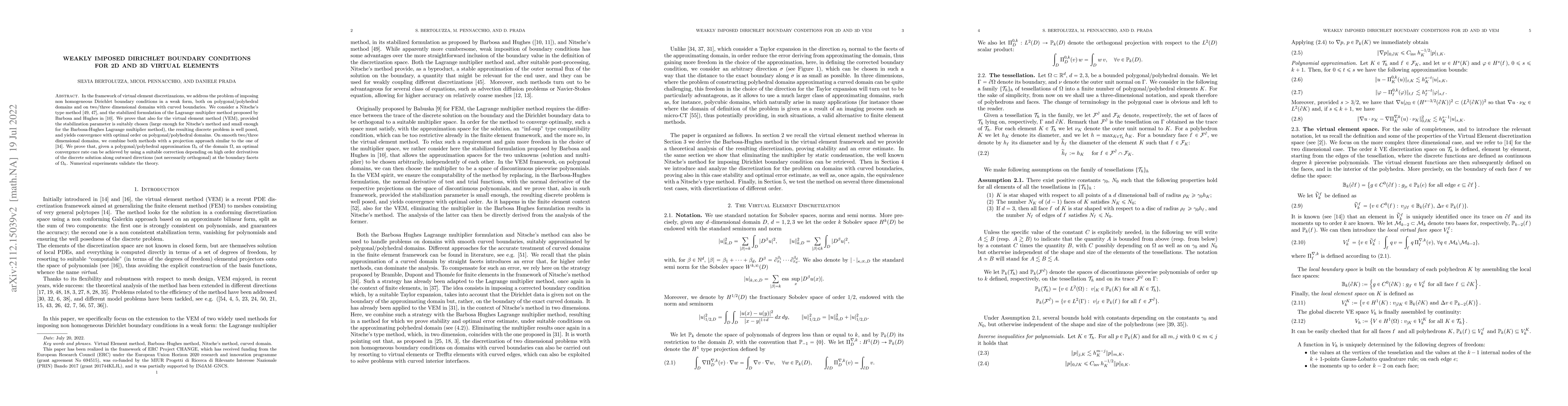 Thumbnail for Weakly imposed Dirichlet boundary conditions for 2D and 3D Virtual
  Elements