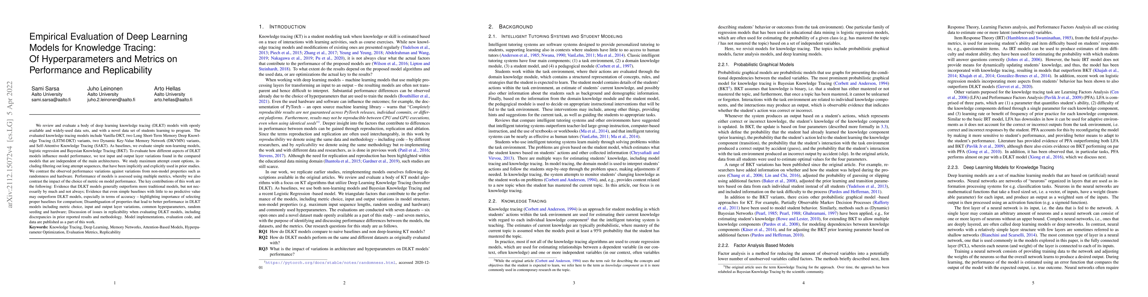 Thumbnail for Empirical Evaluation of Deep Learning Models for Knowledge Tracing: Of
  Hyperparameters and Metrics on Performance and Replicability