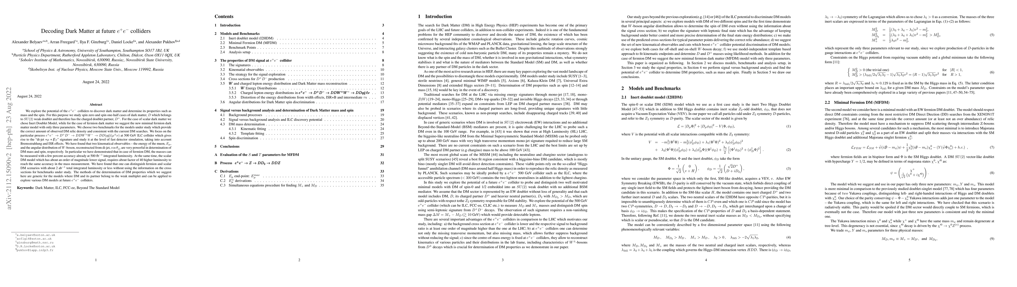 Thumbnail for Decoding Dark Matter at future $e^+ e^-$ colliders