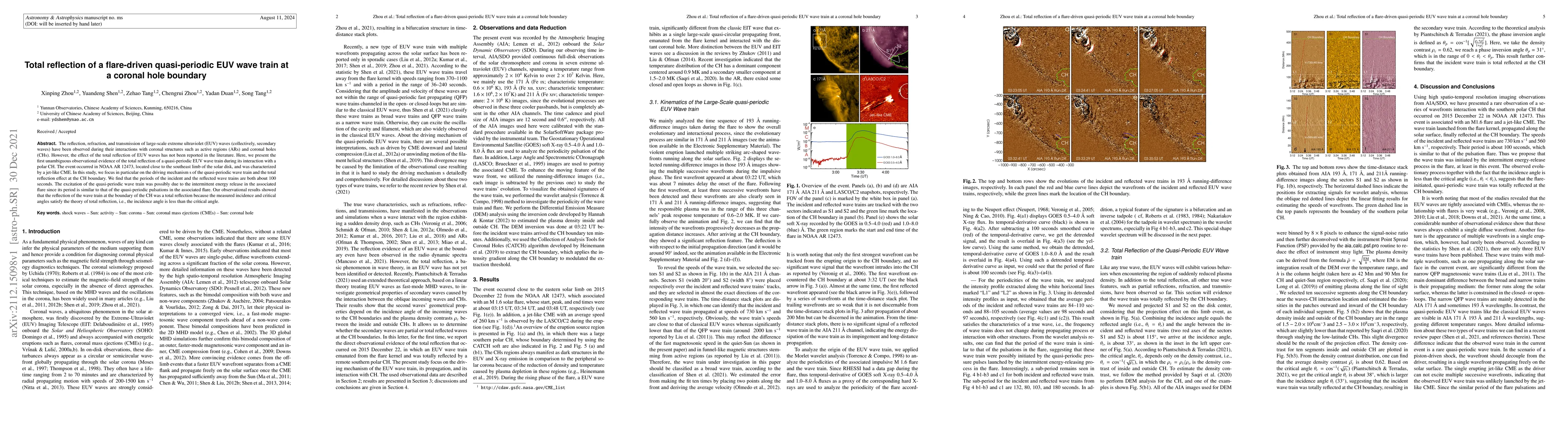 Thumbnail for Total reflection of a flare-driven quasi-periodic EUV wave train at a
  coronal hole boundary