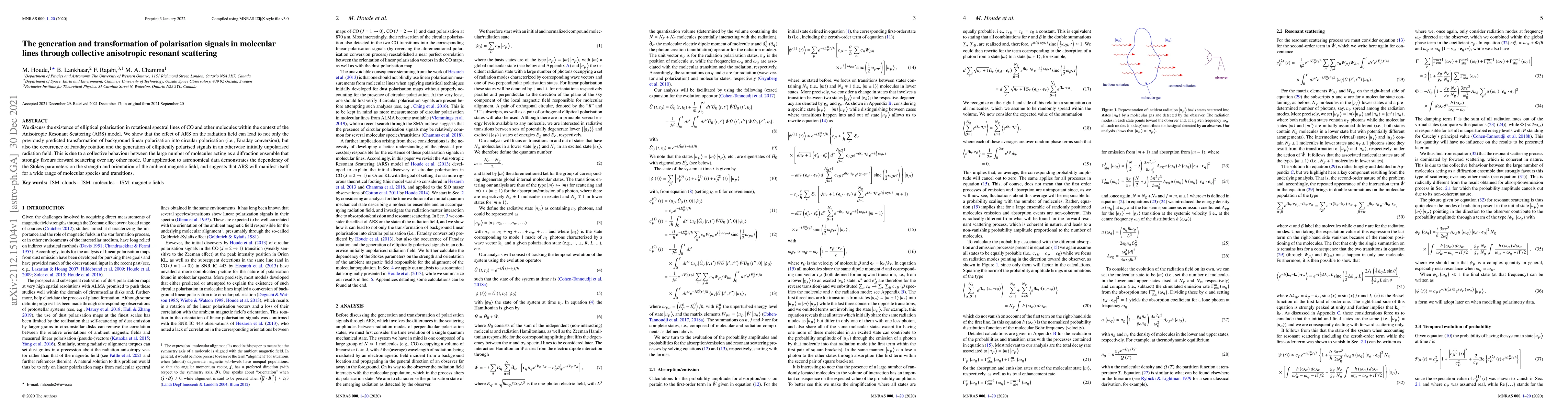Thumbnail for The generation and transformation of polarisation signals in molecular
  lines through collective anisotropic resonant scattering