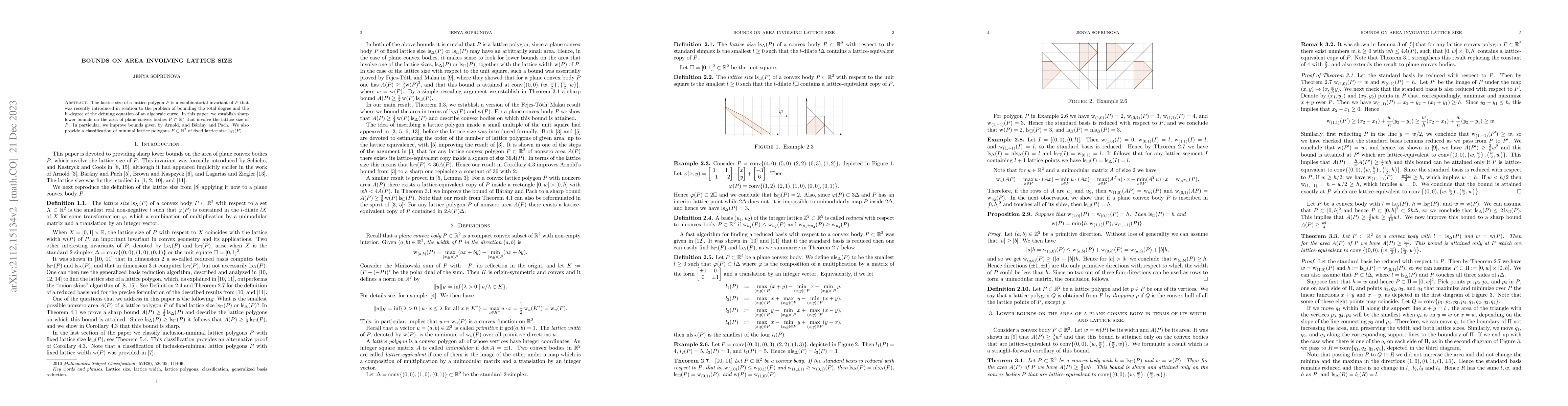 Thumbnail for Bounds on Area Involving Lattice Size