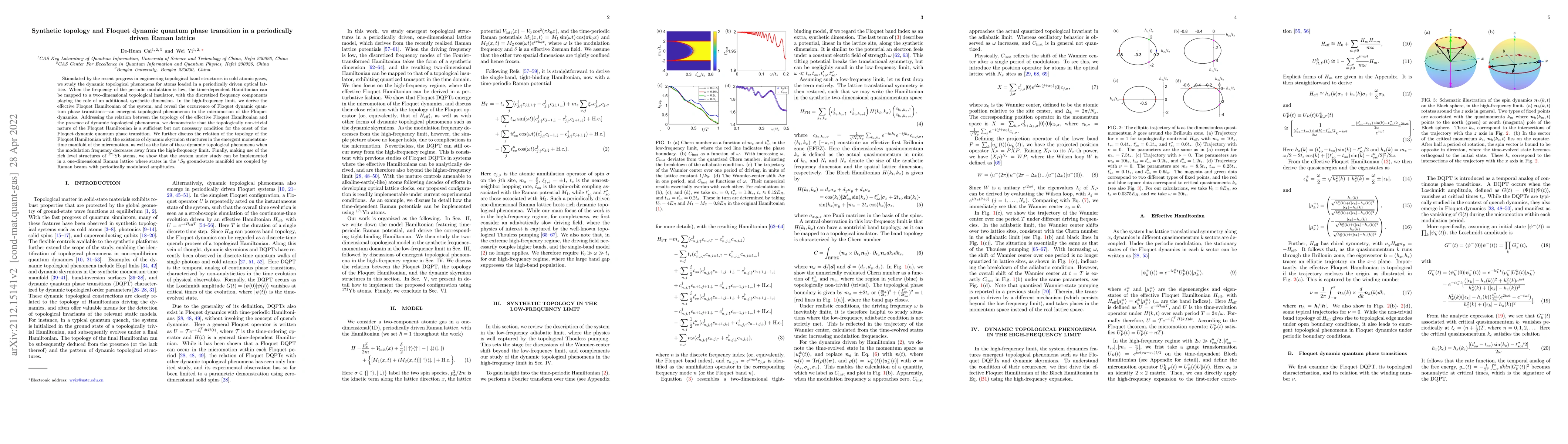 Thumbnail for Synthetic topology and Floquet dynamic quantum phase transition in a
  periodically driven Raman lattice