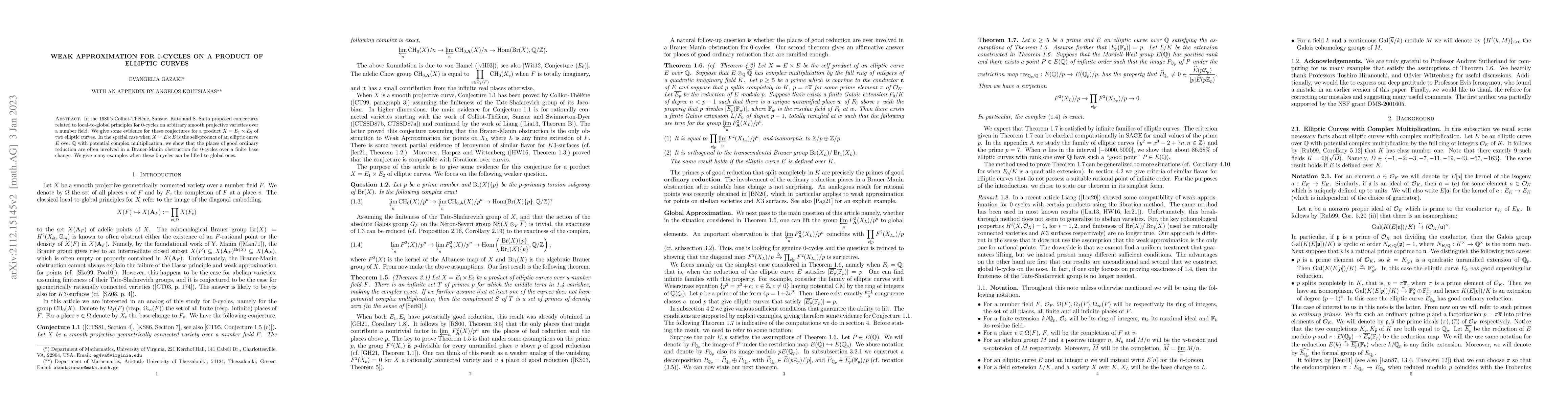 Thumbnail for Weak Approximation for $0$-cycles on a product of elliptic curves