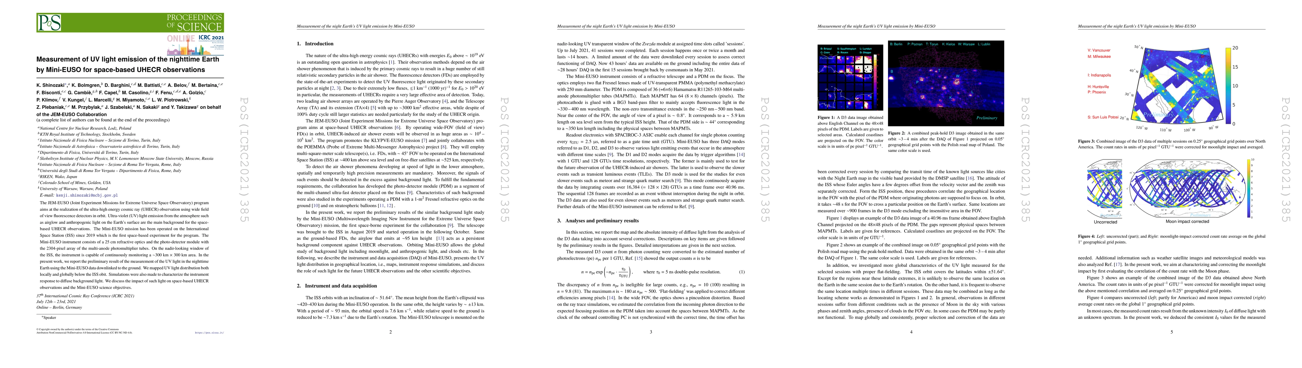 Thumbnail for Measurement of UV light emission of the nighttime Earth by Mini-EUSO for
  space-based UHECR observations