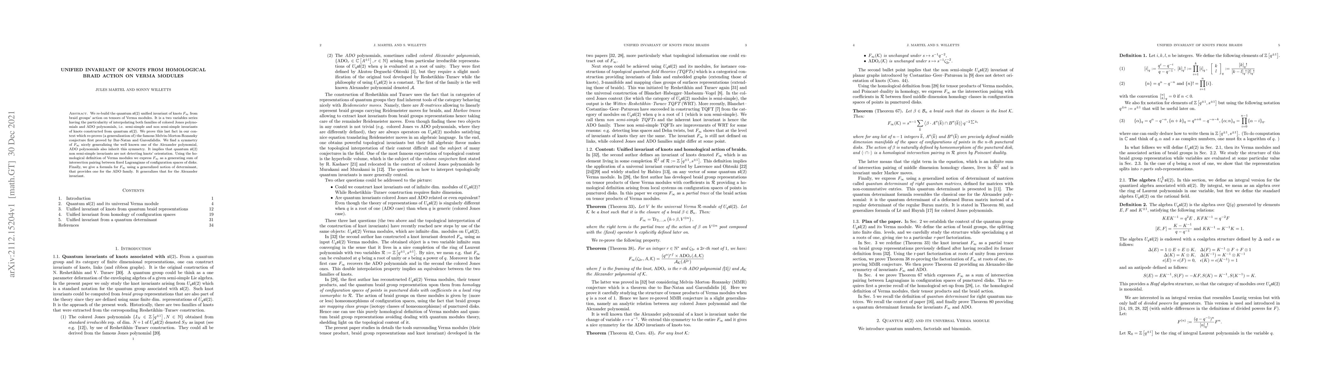 Thumbnail for Unified invariant of knots from homological braid action on Verma
  modules