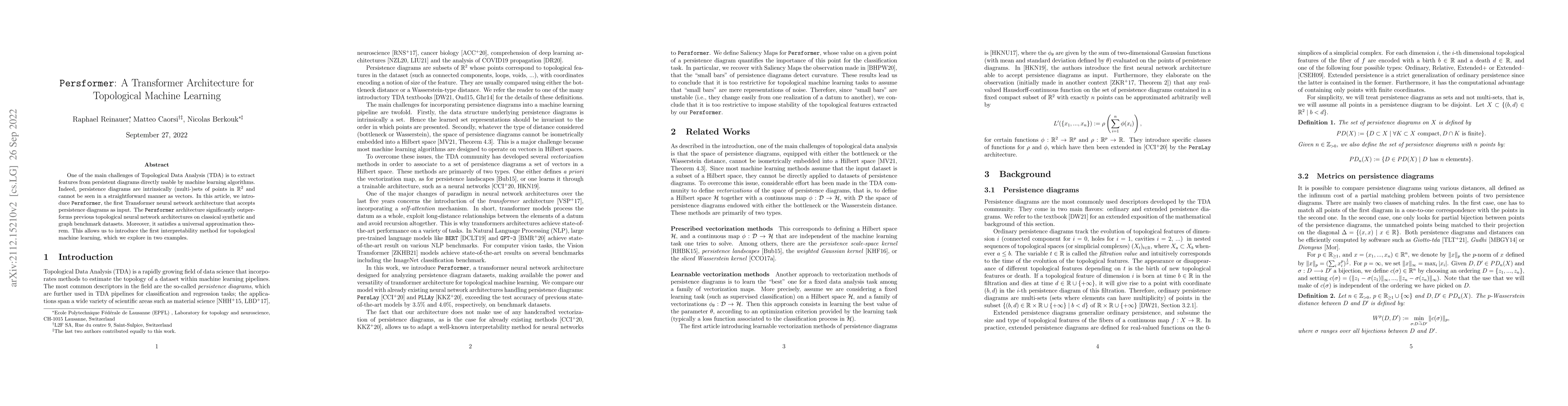 Thumbnail for Persformer: A Transformer Architecture for Topological Machine Learning