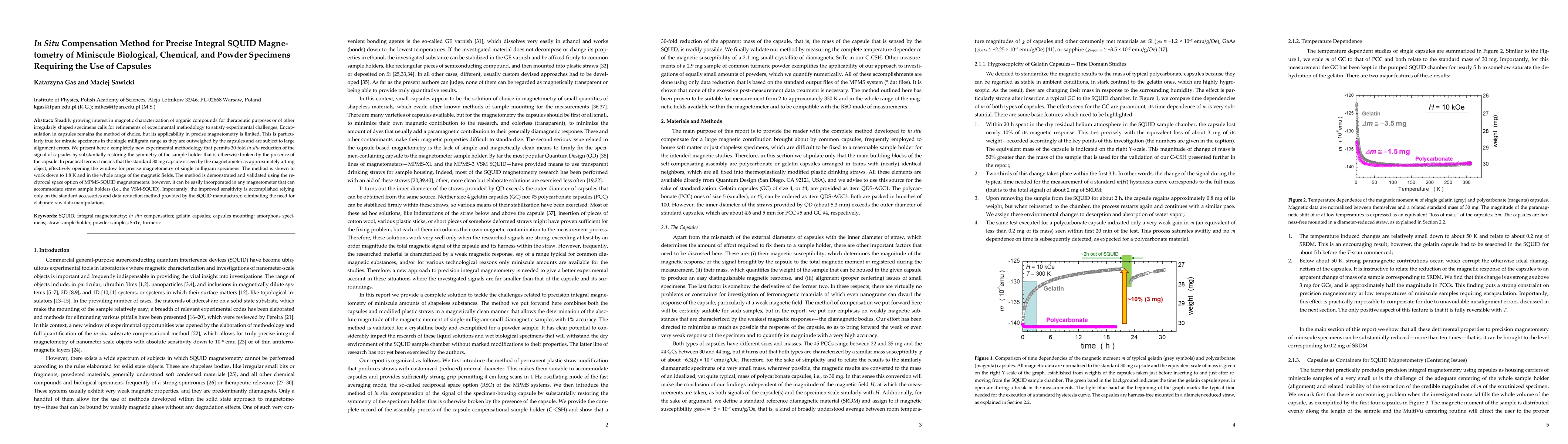 Thumbnail for In Situ Compensation Method for Precise Integral SQUID Magnetometry of
  Miniscule Biological, Chemical, and Powder Specimens Requiring the Use of
  Capsules