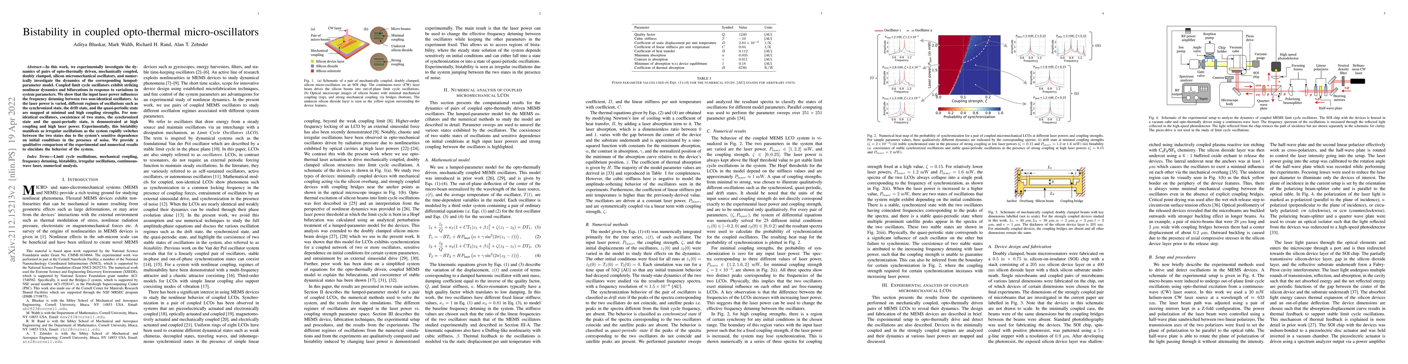 Thumbnail for Bistability in coupled opto-thermal micro-oscillators