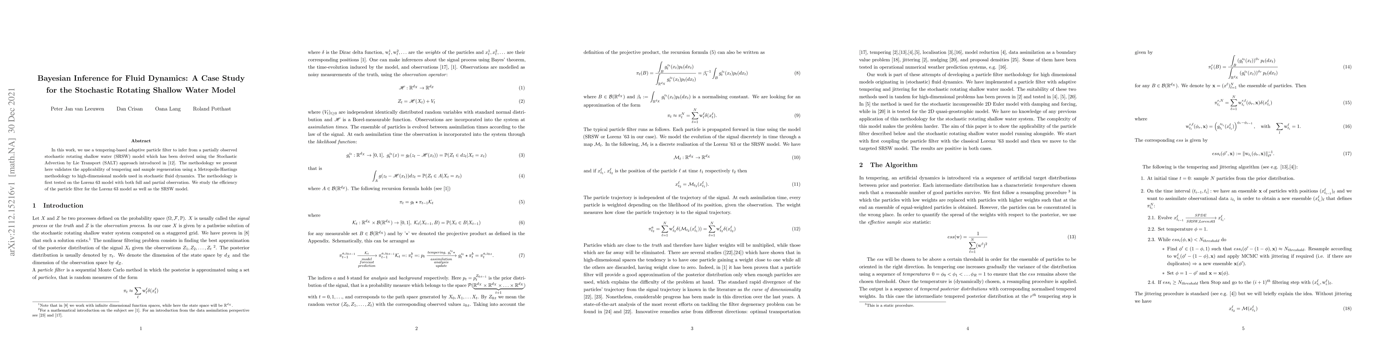 Thumbnail for Bayesian Inference for Fluid Dynamics: A Case Study for the Stochastic
  Rotating Shallow Water Model