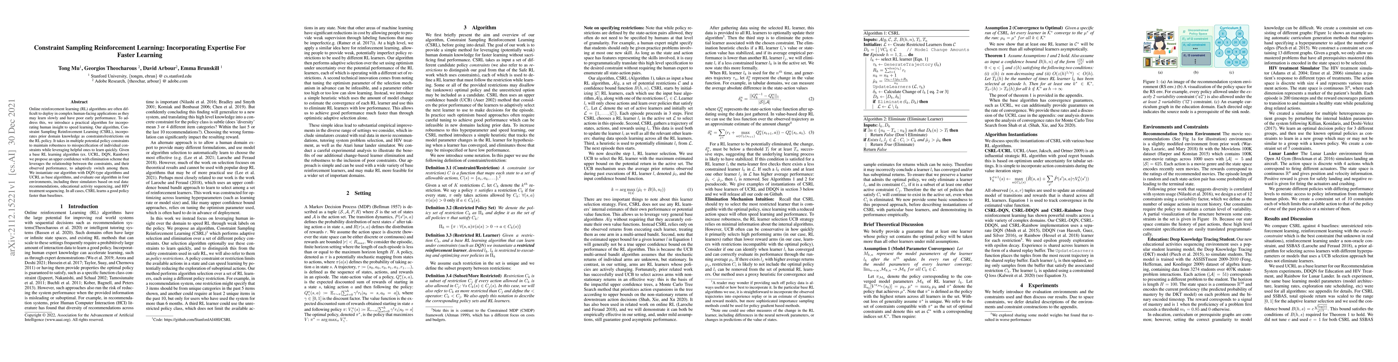 Thumbnail for Constraint Sampling Reinforcement Learning: Incorporating Expertise For
  Faster Learning