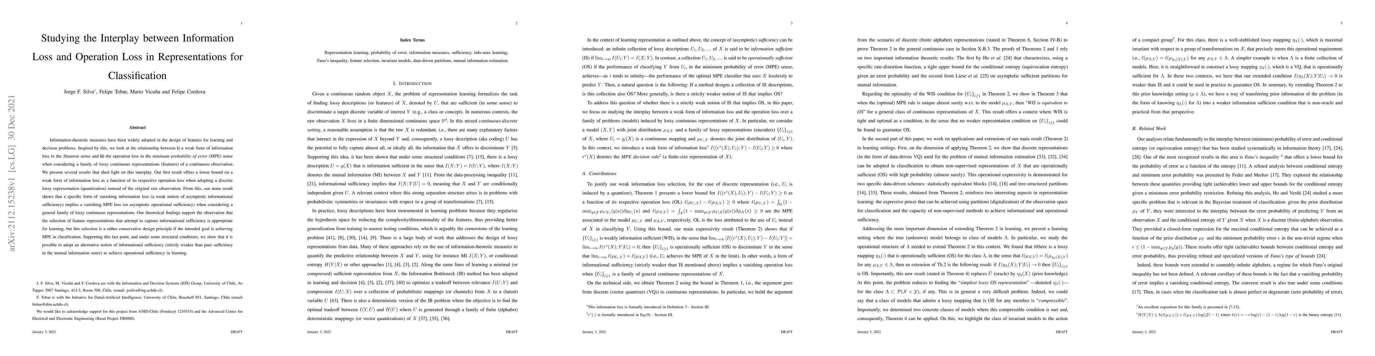 Thumbnail for Studying the Interplay between Information Loss and Operation Loss in
  Representations for Classification