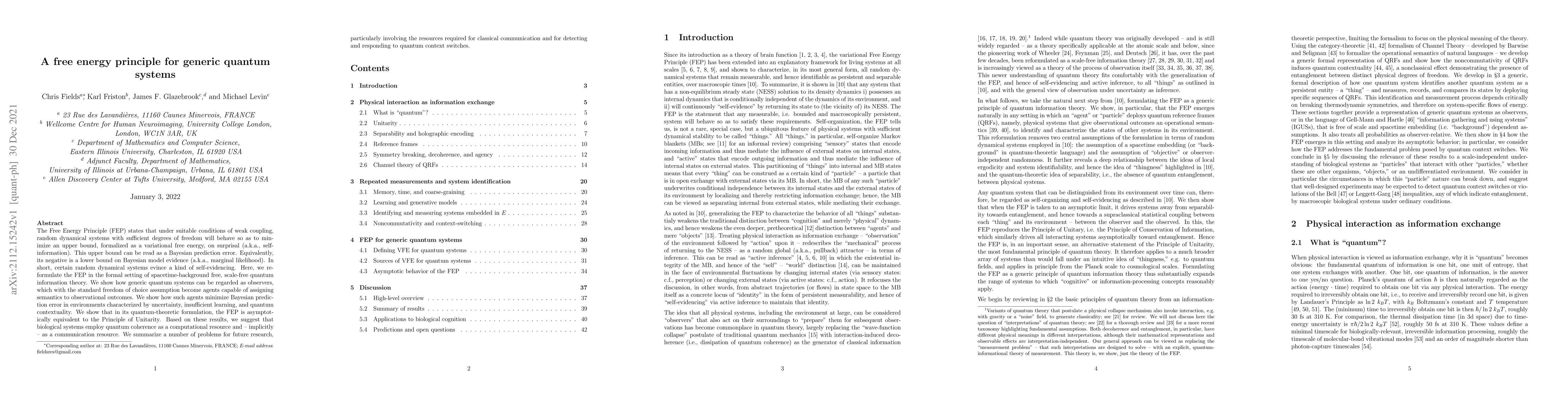 Thumbnail for A free energy principle for generic quantum systems