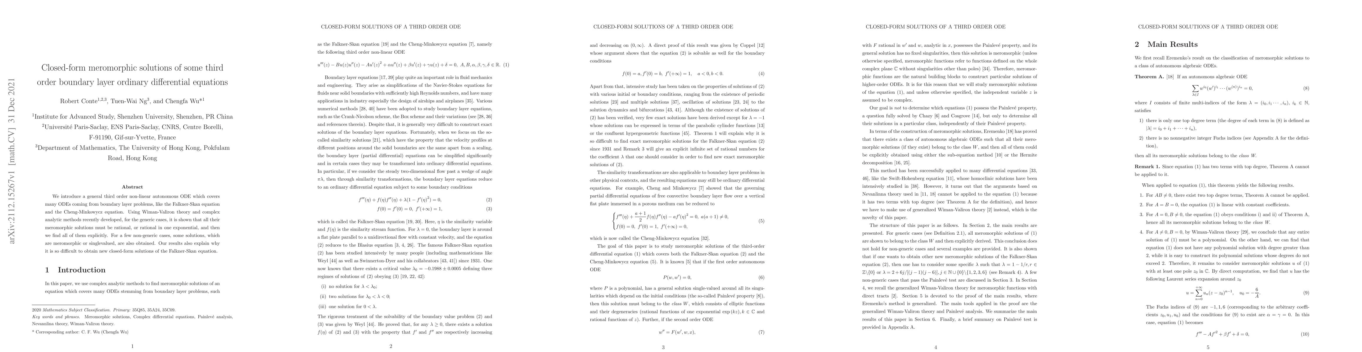 Thumbnail for Closed-form meromorphic solutions of some third order boundary layer
  ordinary differential equations