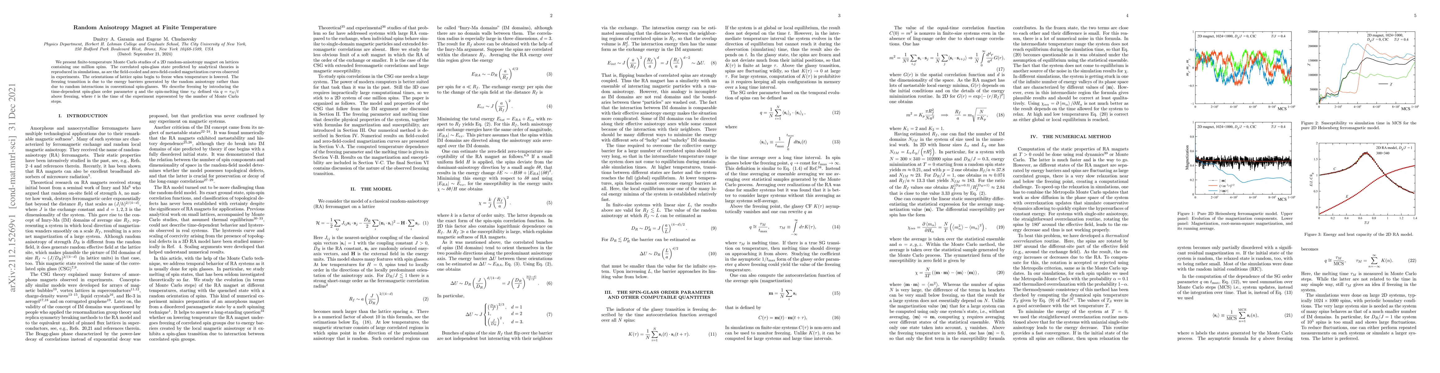 Thumbnail for Random Anisotropy Magnet at Finite Temperature