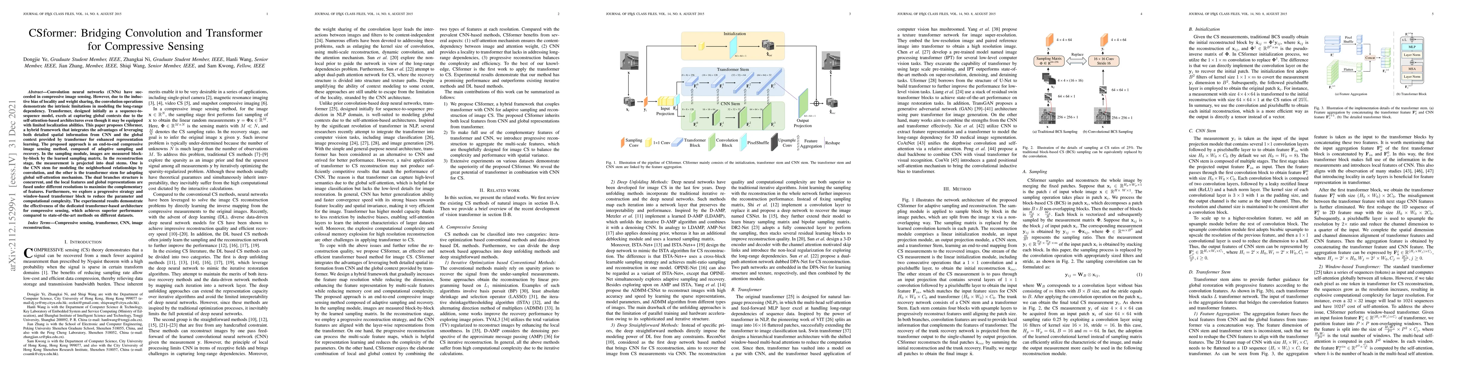 Thumbnail for CSformer: Bridging Convolution and Transformer for Compressive Sensing