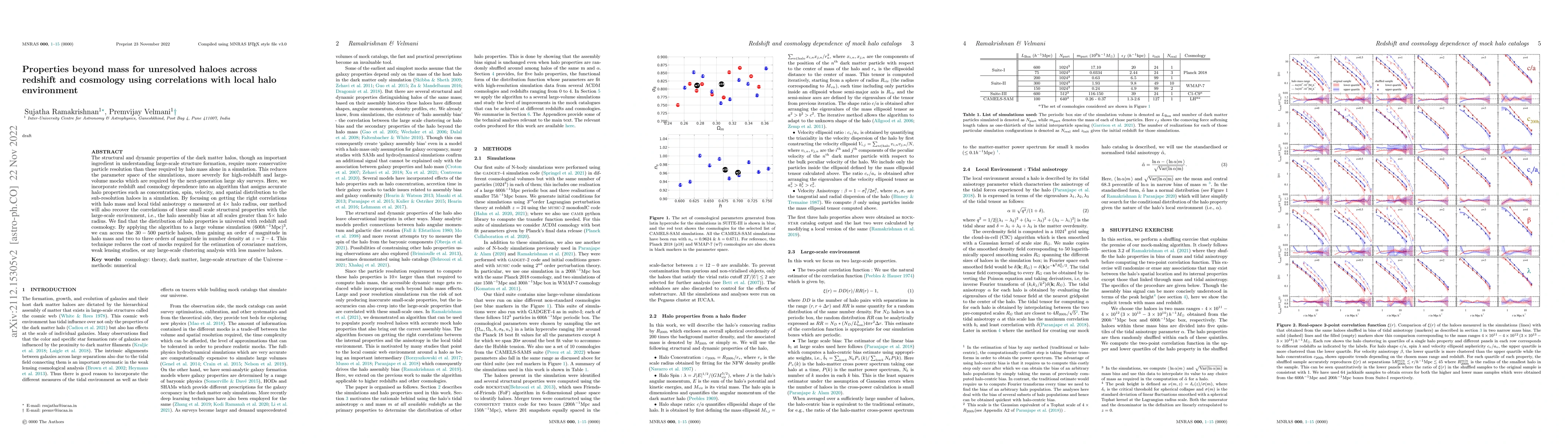 Thumbnail for Properties beyond mass for unresolved haloes across redshift and
  cosmology using correlations with local halo environment