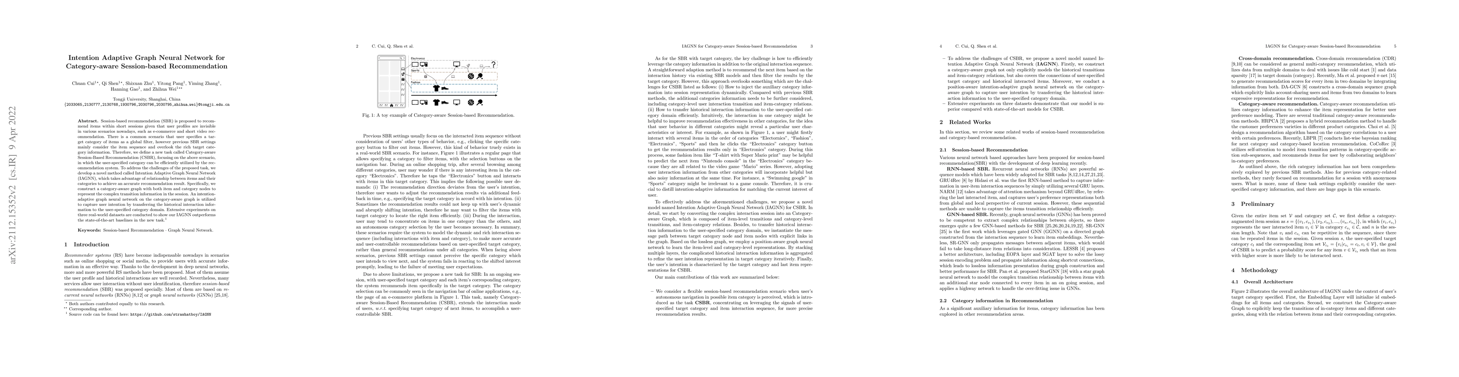 Thumbnail for Intention Adaptive Graph Neural Network for Category-aware Session-based
  Recommendation