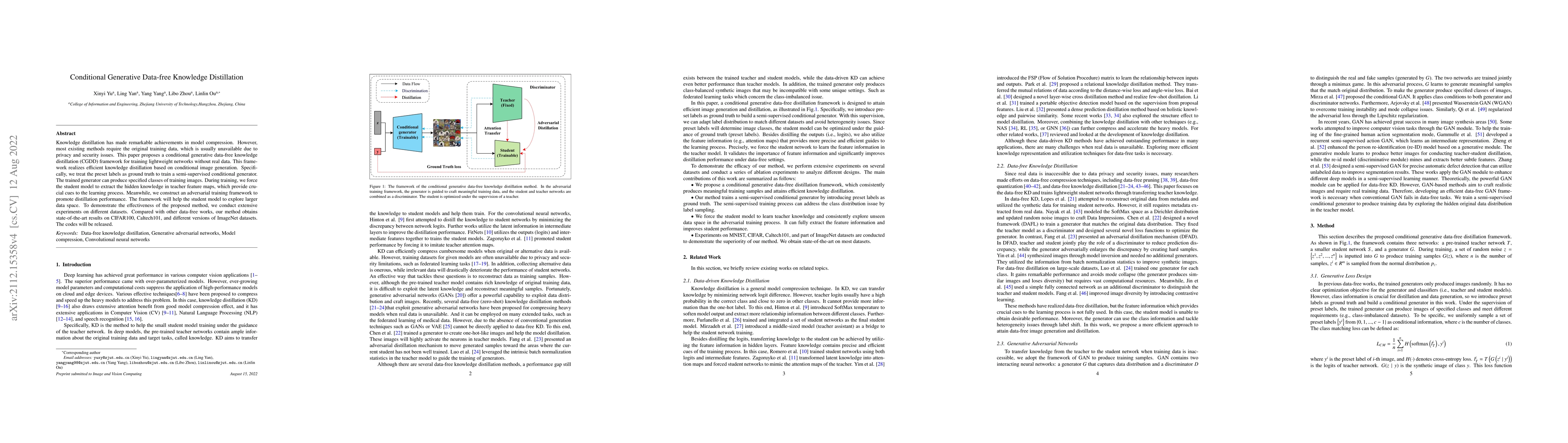 Thumbnail for Conditional Generative Data-free Knowledge Distillation