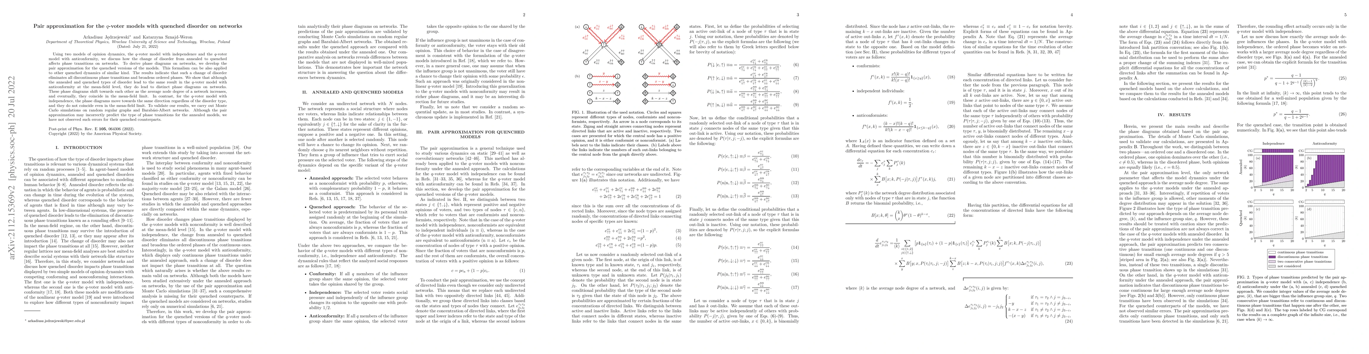 Thumbnail for Pair approximation for the q-voter models with quenched disorder on
  networks