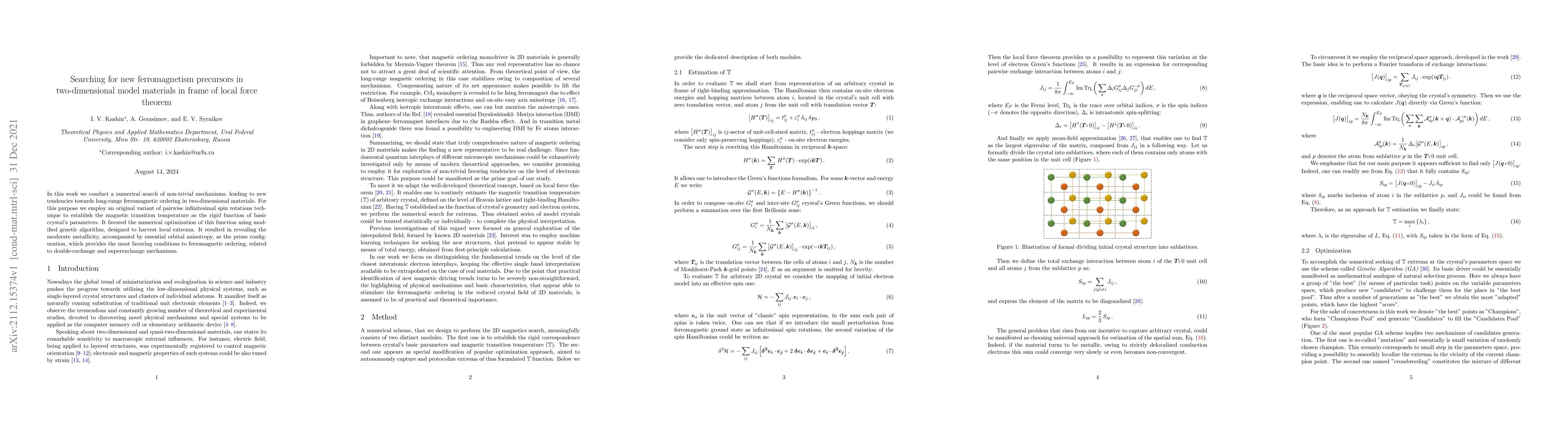 Thumbnail for Searching for new ferromagnetism precursors in two-dimensional model
  materials in frame of local force theorem
