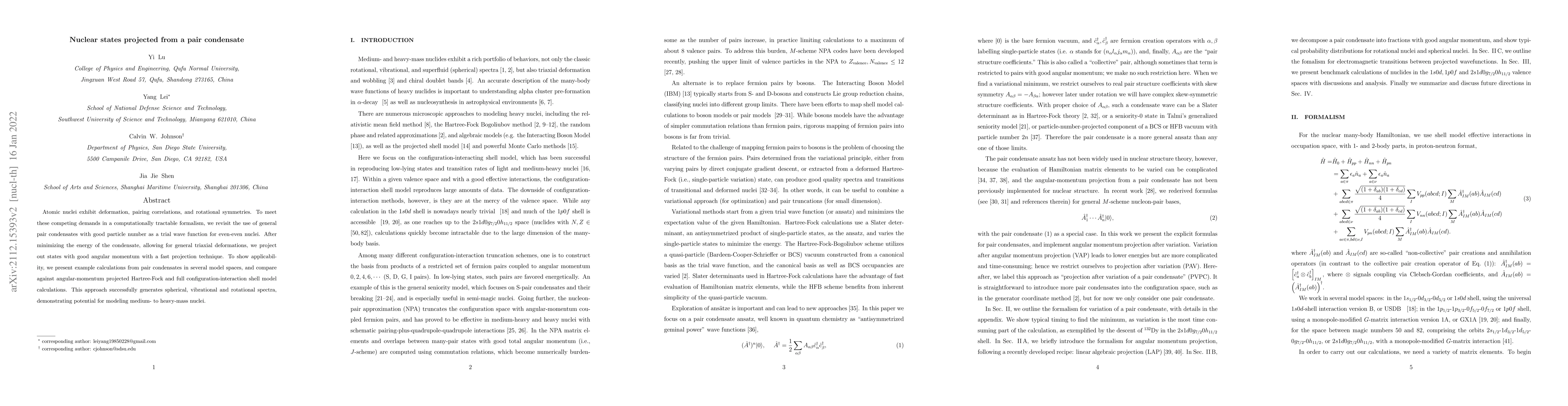 Thumbnail for Nuclear states projected from a pair condensate