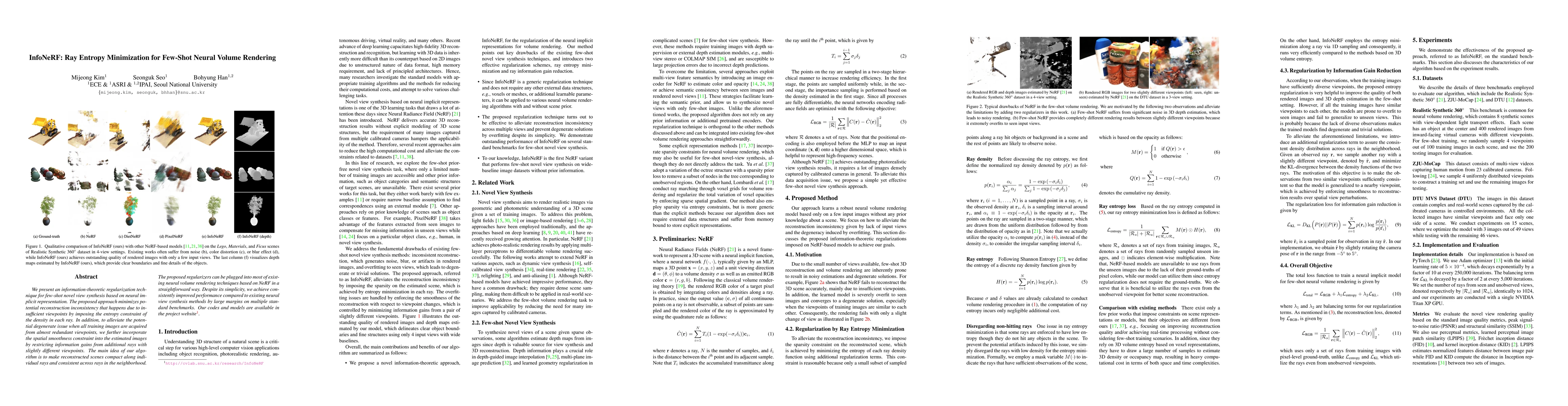 Thumbnail for InfoNeRF: Ray Entropy Minimization for Few-Shot Neural Volume Rendering