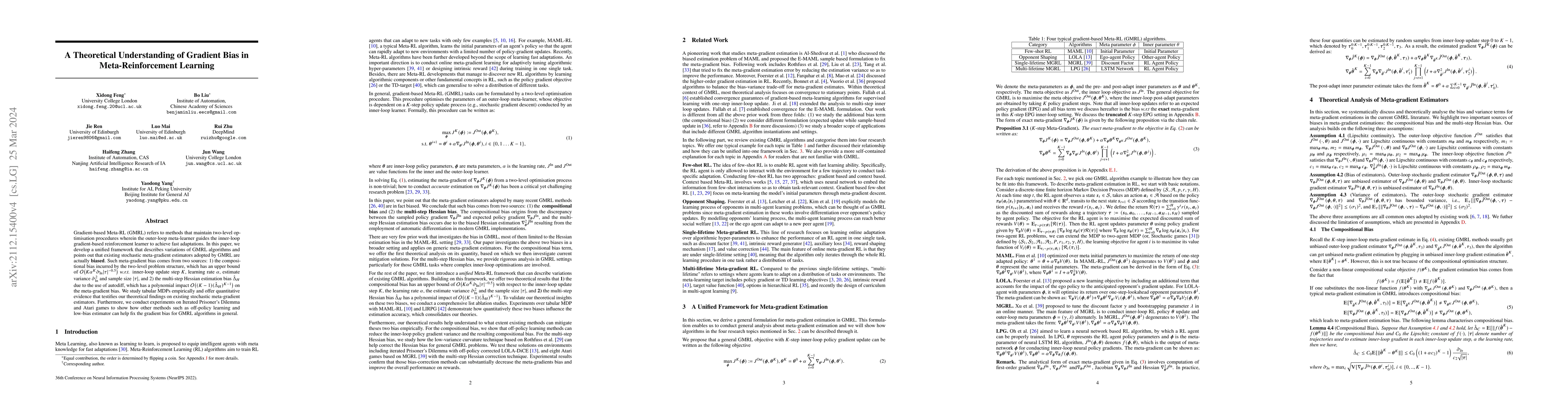Thumbnail for A Theoretical Understanding of Gradient Bias in Meta-Reinforcement
  Learning