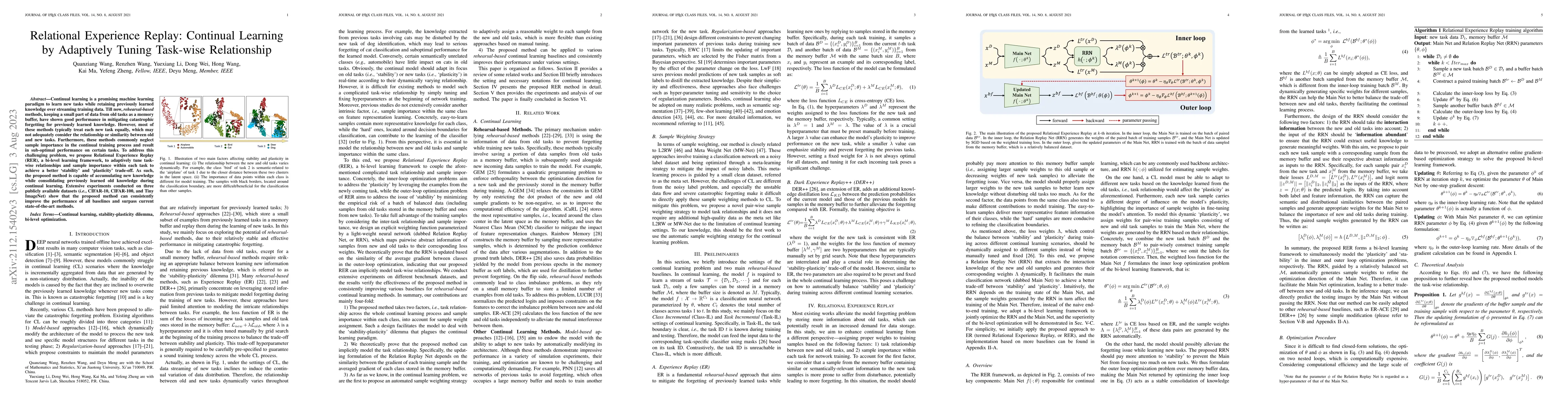 Thumbnail for Relational Experience Replay: Continual Learning by Adaptively Tuning
  Task-wise Relationship