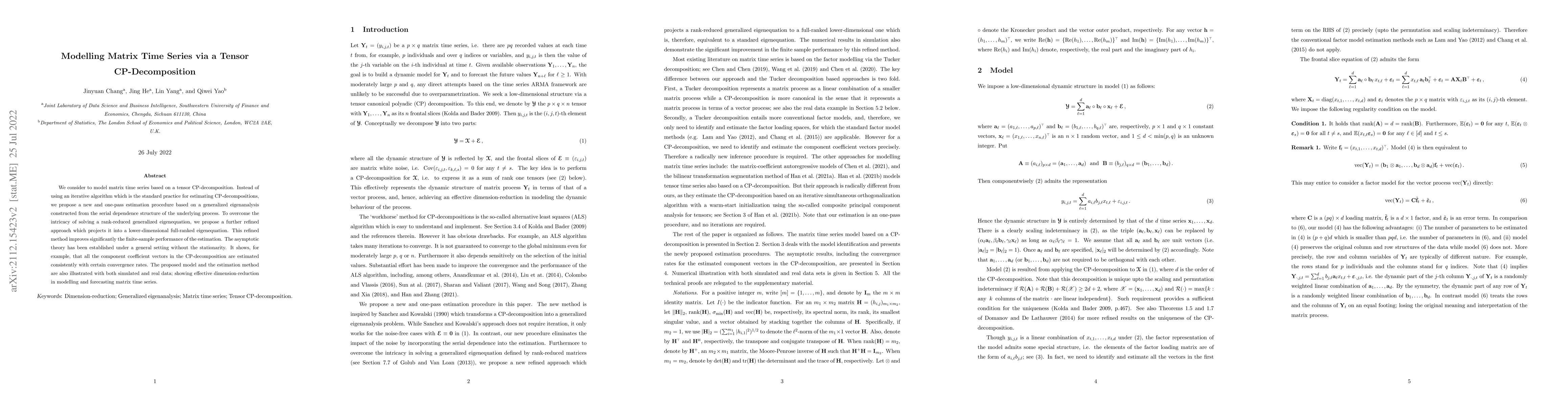 Thumbnail for Modelling matrix time series via a tensor CP-decomposition