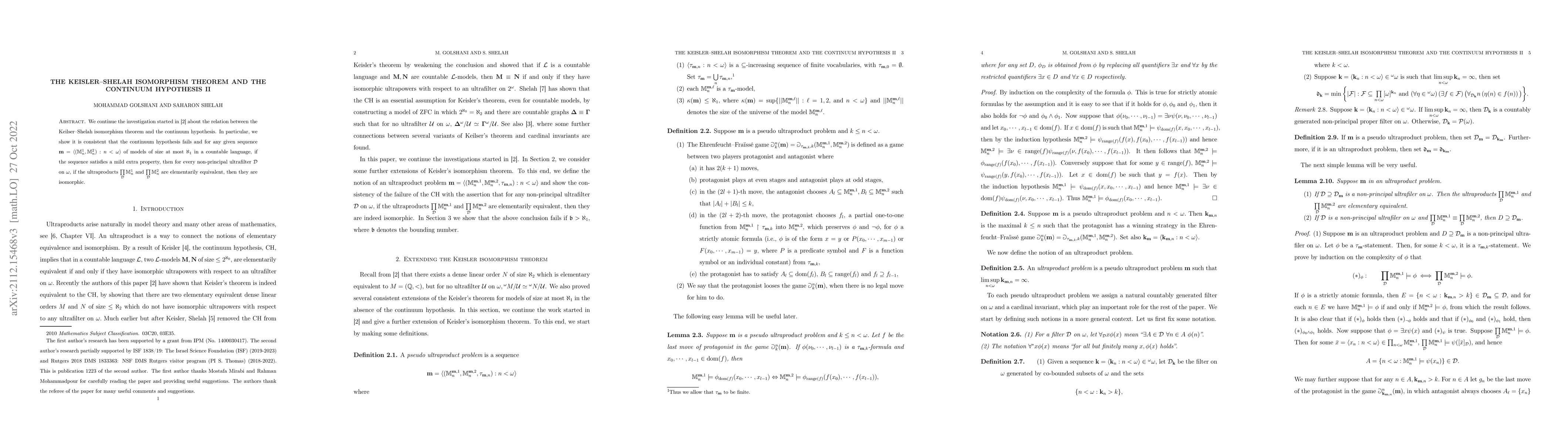 Thumbnail for The Keisler-Shelah isomorphism theorem and the continuum hypothesis II