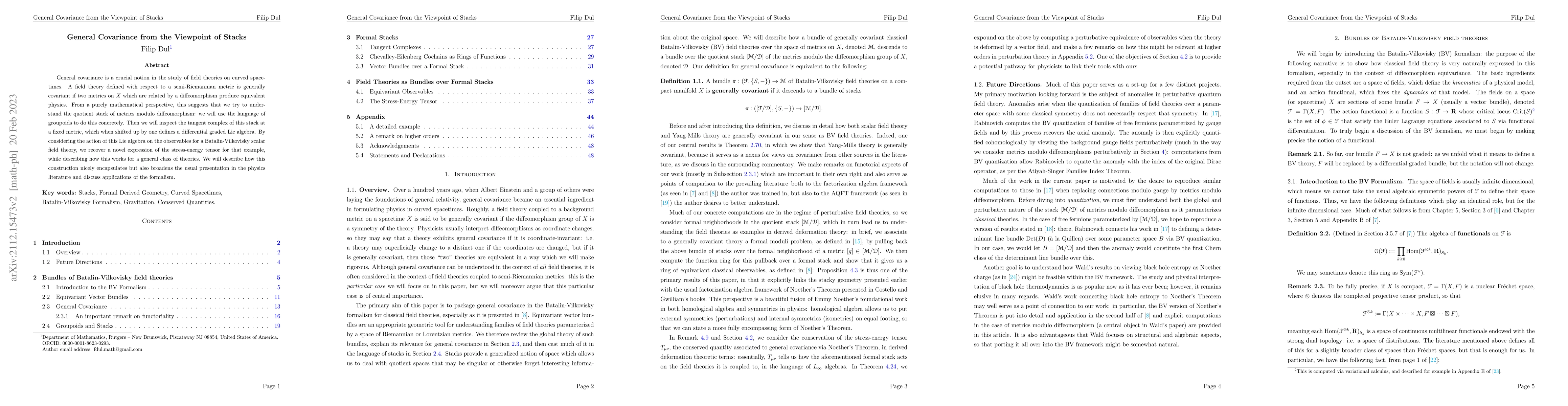 Thumbnail for General Covariance from the Viewpoint of Stacks