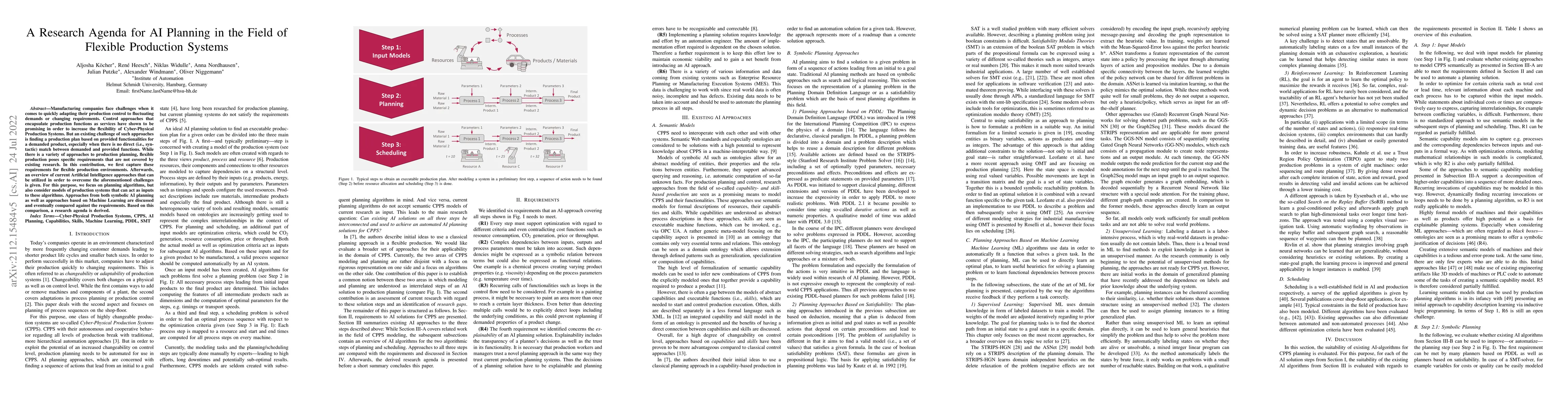 Thumbnail for A Research Agenda for AI Planning in the Field of Flexible Production
  Systems