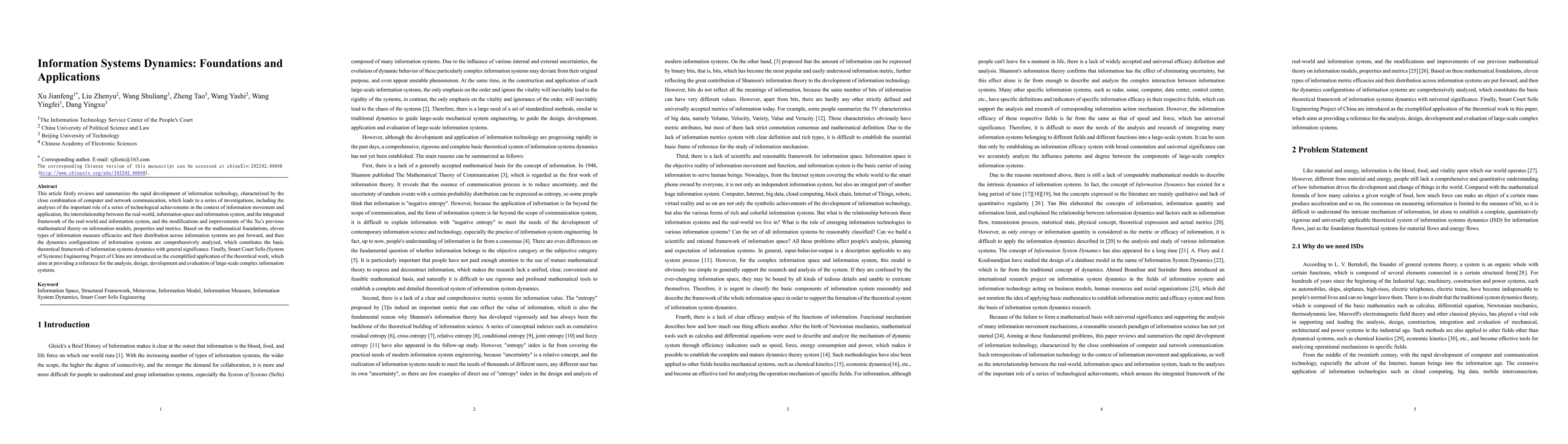 Thumbnail for Information Systems Dynamics: Foundations and Applications