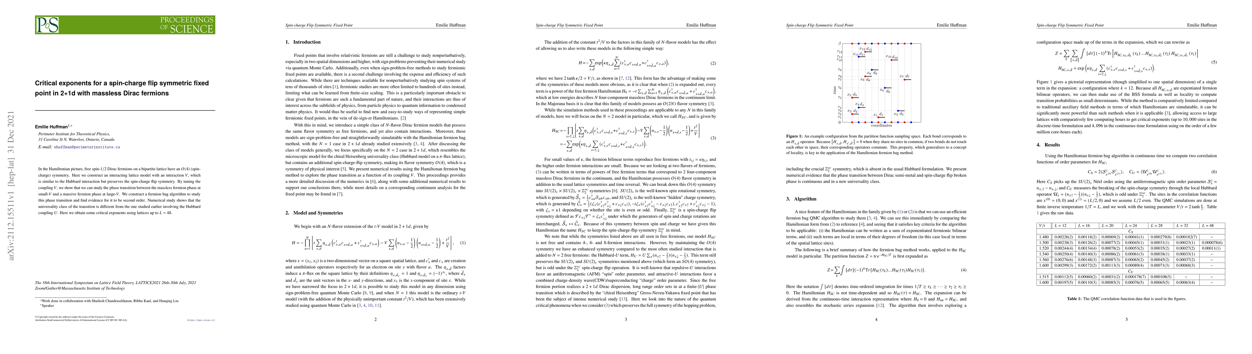 Thumbnail for Critical exponents for a spin-charge flip symmetric fixed point in 2+1d
  with massless Dirac fermions