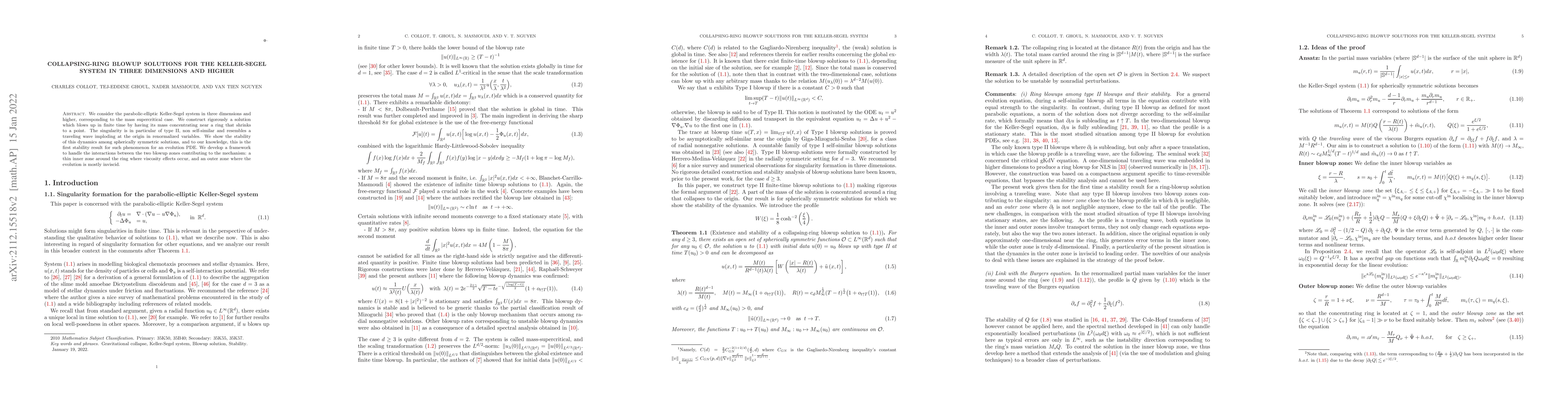 Thumbnail for Collapsing-ring blowup solutions for the Keller-Segel system in three
  dimensions and higher