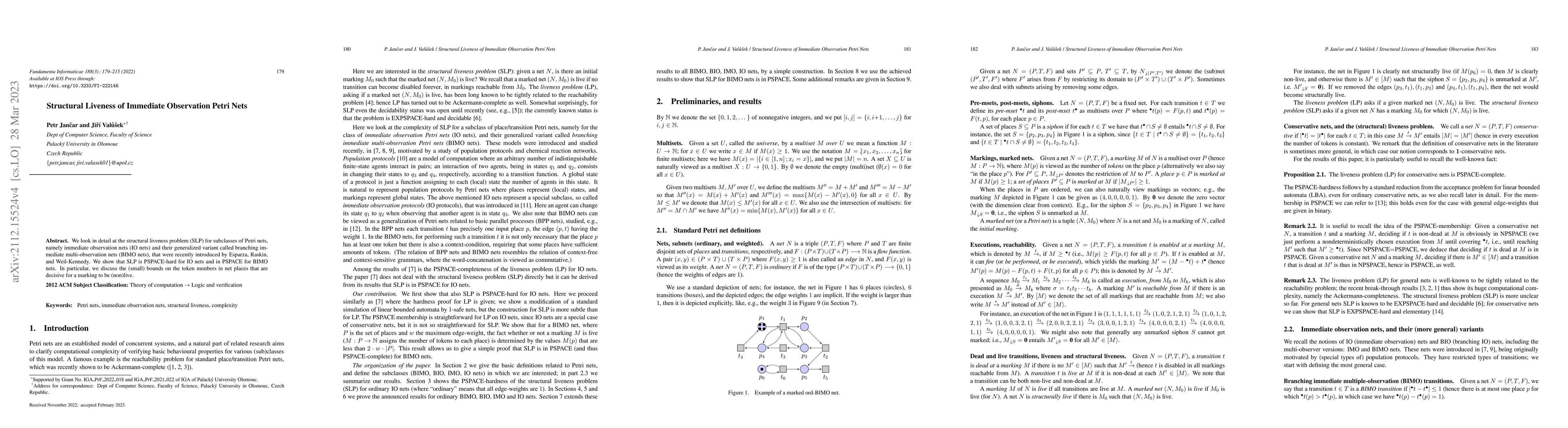 Thumbnail for Structural Liveness of Immediate Observation Petri Nets