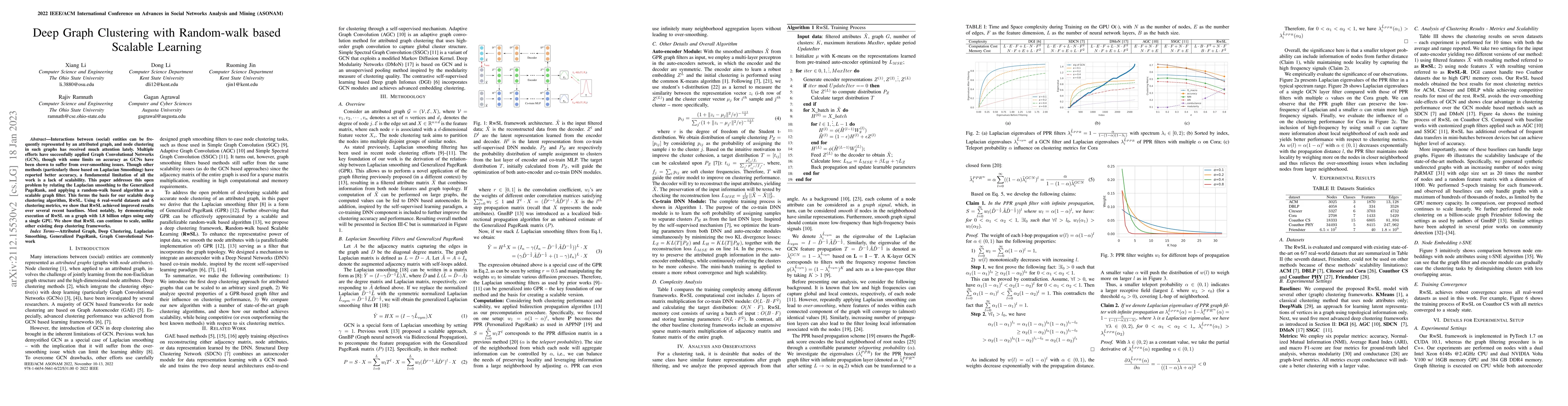 Thumbnail for Scalable Deep Graph Clustering with Random-walk based Self-supervised
  Learning