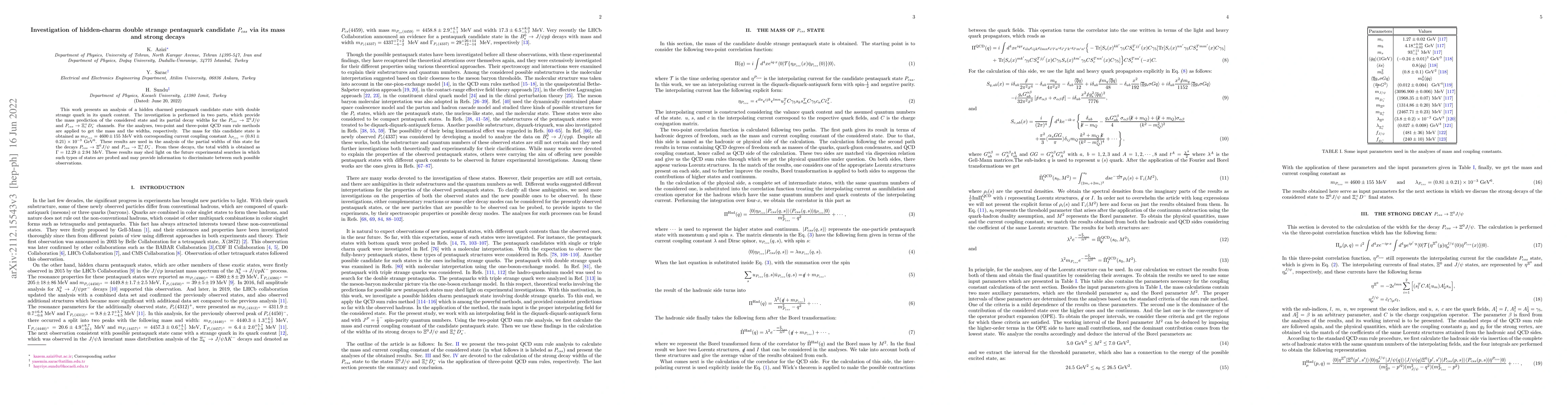 Thumbnail for Investigation of hidden-charm double strange pentaquark candidate
  $P_{css}$ via its mass and strong decays