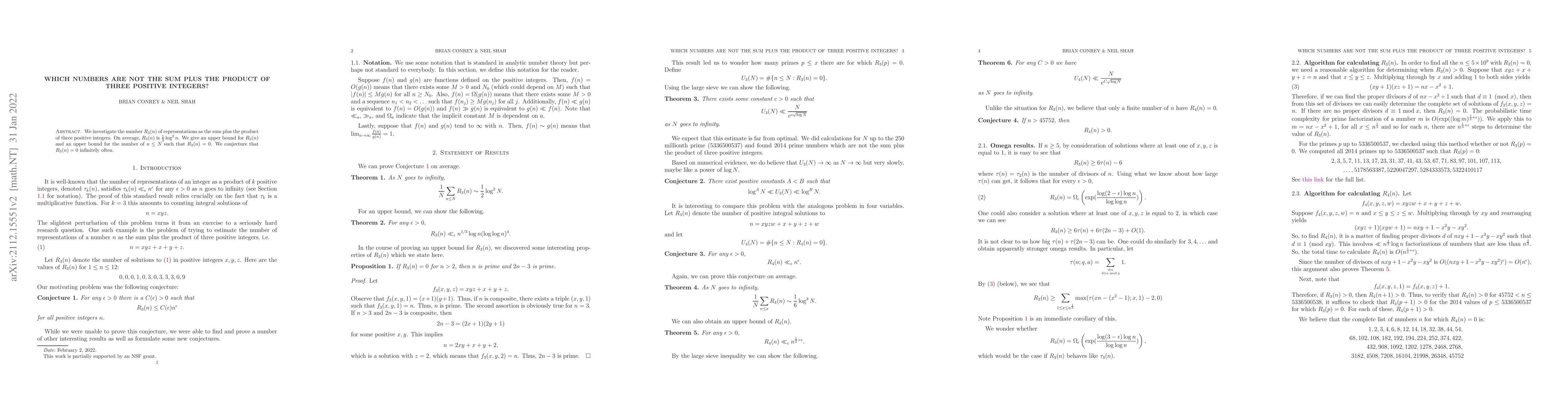 Thumbnail for Which numbers are not the sum plus the product of three positive
  integers?