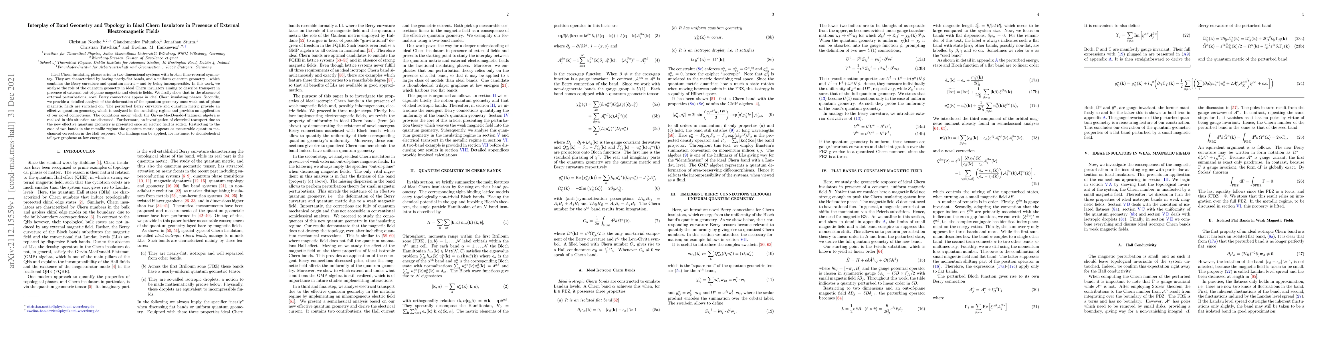 Thumbnail for Interplay of Band Geometry and Topology in Ideal Chern Insulators in
  Presence of External Electromagnetic Fields