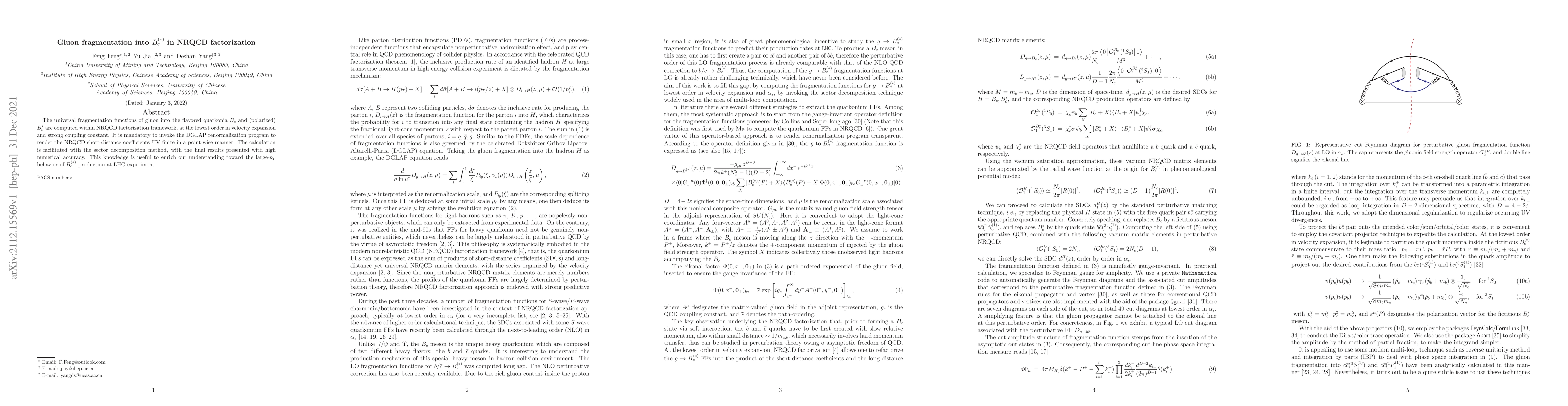 Thumbnail for Gluon fragmentation into $B_c^{(*)}$ in NRQCD factorization