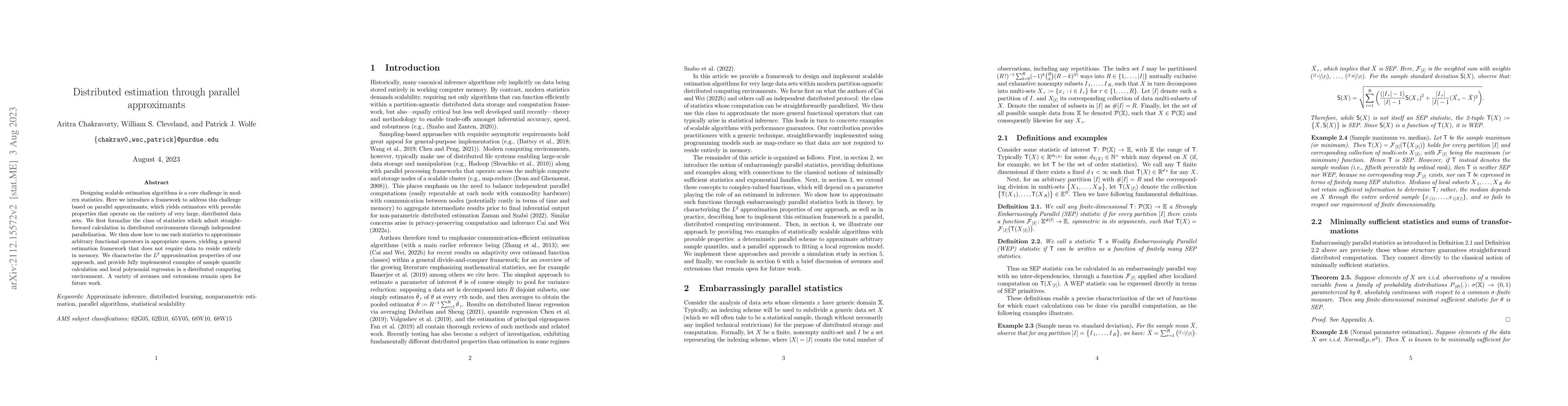 Thumbnail for Distributed estimation through parallel approximants