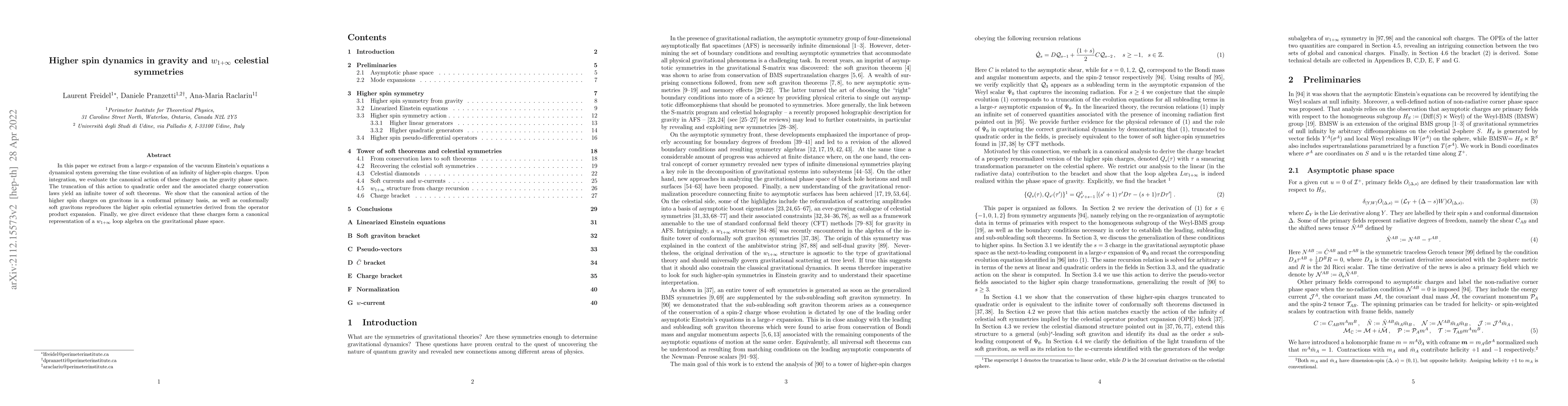 Thumbnail for Higher spin dynamics in gravity and $w_{1 + \infty}$ celestial
  symmetries