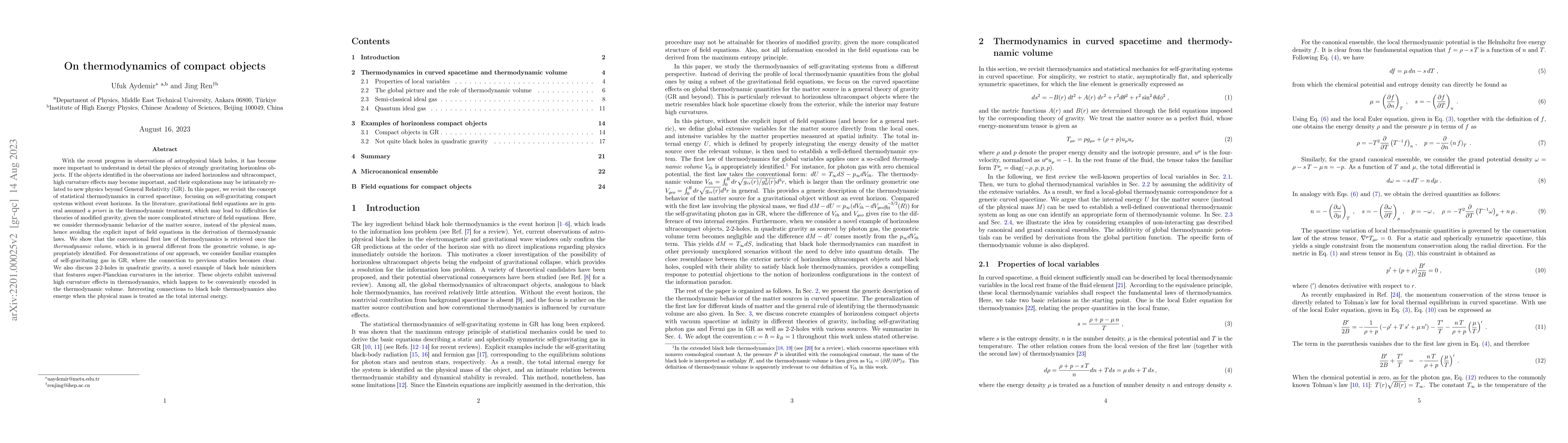 Thumbnail for On thermodynamics of compact objects