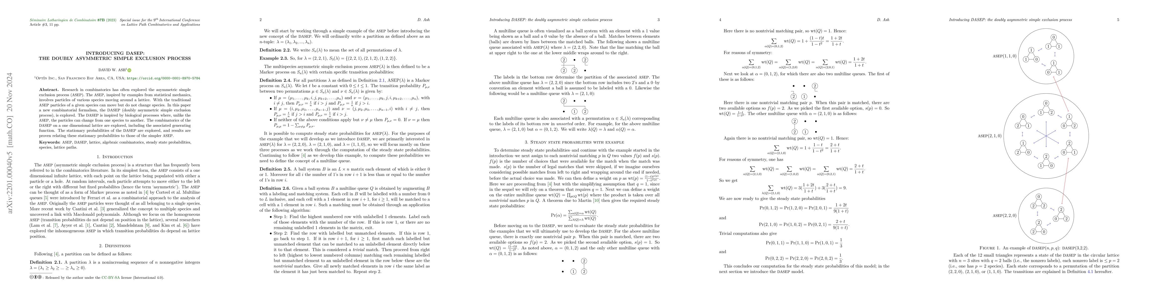 Thumbnail for Introducing DASEP: the doubly asymmetric simple exclusion process